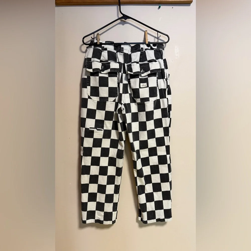 Women's Checkered Black and White 304 Service Fatique Pants - UK14 / US10 - Picture 2 of 4